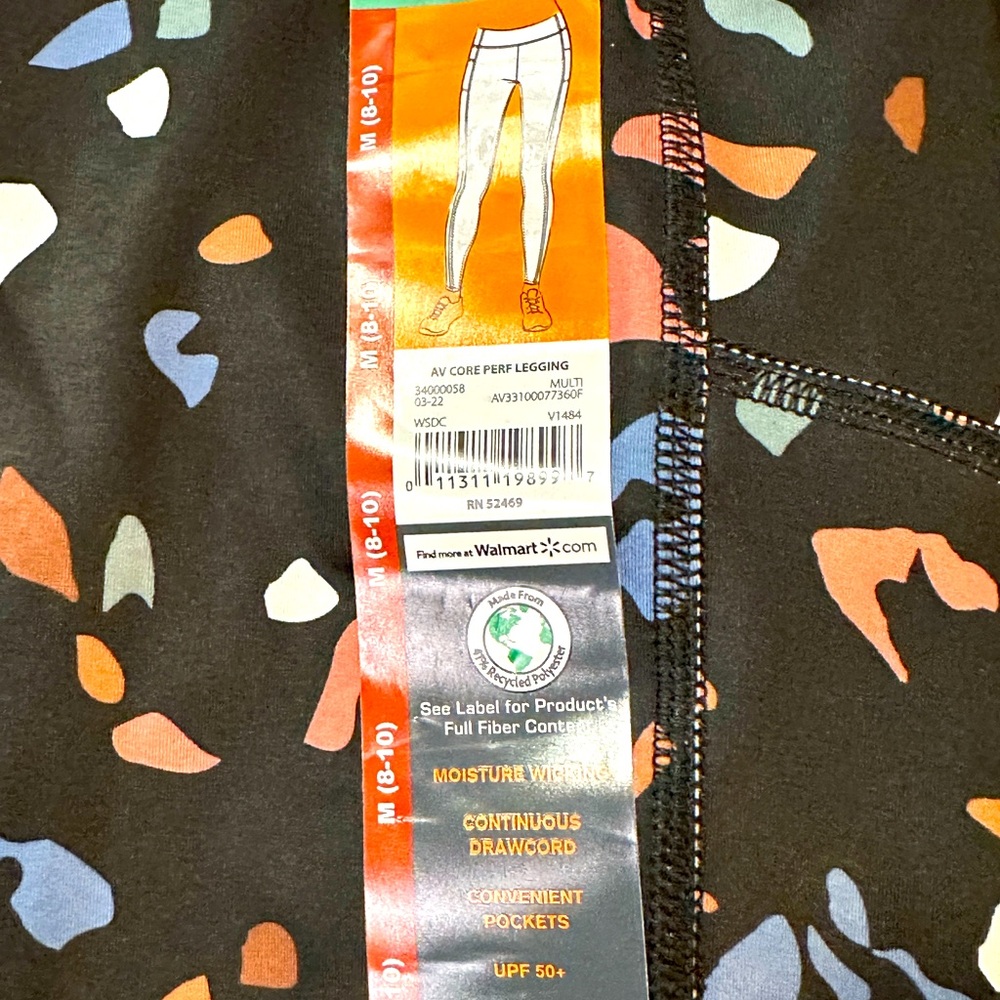 NWT Avia Black and‎ Multicolor Leggings Size M - Picture 2 of 2
